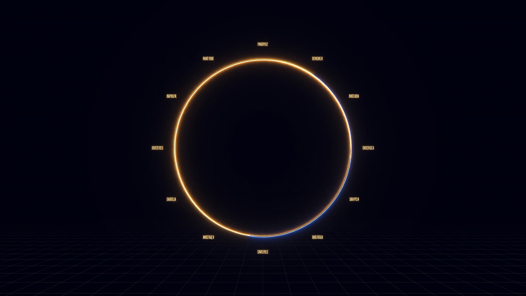 Anillo de luz dorada y azul que representa un ciclo continuo de revisión y mejora